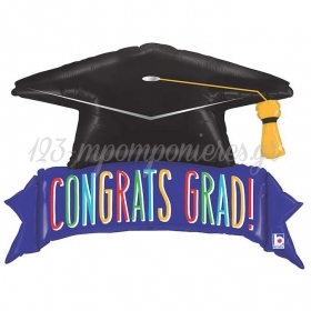Μπαλονι Foil 112Cm Για Αποφοιτηση Super Shape Καπελο «Congrats Grad»– ΚΩΔ.:35545-Bb