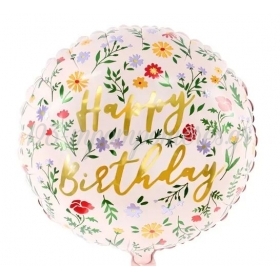 Μπαλόνι Foil - Happy Birthday Φλοράλ 45cm - ΚΩΔ:FB48-BB