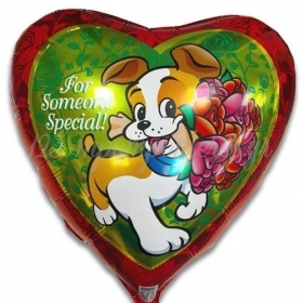 Μπαλόνι Foil - Καρδιά - Σκυλάκι Με Λουλούδια 45cm - ΚΩΔ:201626-BB