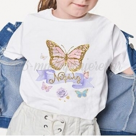 Παιδική Μπλούζα με Όνομα - Πεταλούδα - ΚΩΔ:SUB1006196-36-BB