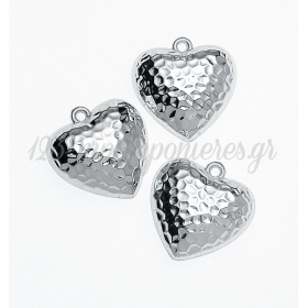 Μεταλλική Ασημί Καρδιά Σφυρίλατη 2.5cm - ΚΩΔ:M4032-AD
