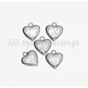 Μεταλλική Ασημί Καρδιά Ανάγλυφη 1.5cm - ΚΩΔ:M4038-AD