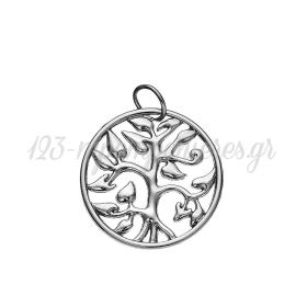 Μεταλλικός Ασημί Κύκλος με Δέντρο 2cm - ΚΩΔ:M9885-AD