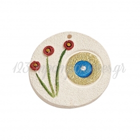 Κεραμικό Ματάκι με Λουλούδια 8cm - ΚΩΔ:M10525-AD