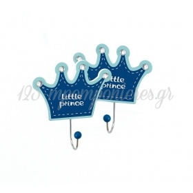 Ξύλινη Μπλε Κρεμάστα Κορώνα Little Prince 13X14cm - ΚΩΔ:M6335-AD