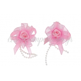 Υφασμάτινο Ροζ Λουλούδι με Πέρλες 4cm - ΚΩΔ:M5509-AD