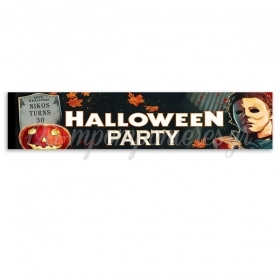 Banner Με Μήνυμα Halloween - Michael Myers 130x25cm - ΚΩΔ:P25914-77-BB
