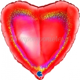 Μπαλόνι Foil - Kόκκινη Καρδιά Holographic 36cm - ΚΩΔ:18068GHR-BB