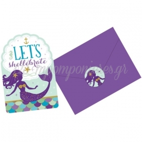Προσκλήσεις Πάρτυ Mermaid Wishes - ΚΩΔ:491975-BB