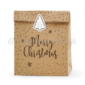 Χάρτινα Craft Σακουλάκια Για Δωράκια Merry Christmas Με Αυτοκόλλητο Δεντράκι - ΚΩΔ:Tnp3-031-Bb