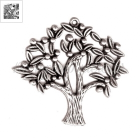 Μεταλλικό Ζάμακ Χυτό Μοτίφ Δέντρο Ευχών Γούρι 52x46mm - 999° Επάργυρο Αντικέ - ΚΩΔ:78411063.027-NG