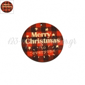 Ξύλινο Μοτίφ Στρογγυλό "Christmas" Aστέρια 60mm - Kαρό Κόκκινο/Μαύρο/Μπεζ/Φυσικό - ΚΩΔ:76660005.001-NG