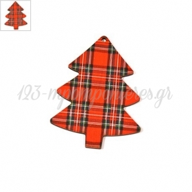Ξύλινο Μοτίφ Δέντρο 62x80mm - Kαρό Κόκκινο/Πράσινο/Multi/Φυσικό - ΚΩΔ:76660006.001-NG