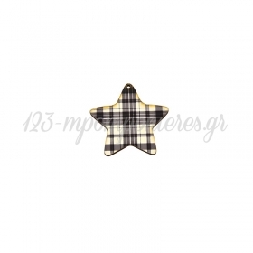 Ξύλινο Μοτίφ Αστέρι 65mm - Καρό Άσπρο/Μαύρο - ΚΩΔ:76660010.002-NG
