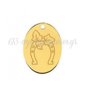 Μεταλλικό χρυσό οβάλ κρεμαστό με πέταλο 3.5cm - ΚΩΔ:M11343-AD