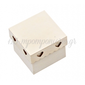 Ξύλινο κουτί με καρδιές 6.5X6.5X5cm - ΚΩΔ:M3271-AD