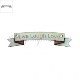 Ξύλινο Στοιχείο Πλακέτα "Live Laugh Love" 55x11mm - Θαλασσί Ανοιχτό - ΚΩΔ:76040152.214-NG
