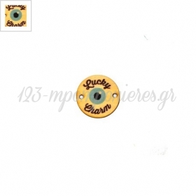 Ξύλινο Στοιχείο Στρογγυλό Μάτι"Lucky Charm"Γούρι Μακραμέ 20mm - Φυσικό/Multi - ΚΩΔ:76460063.201-NG