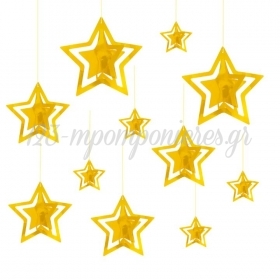 Διακοσμητικά αστέρια χρυσά 3D - ΚΩΔ:110351-1-BB