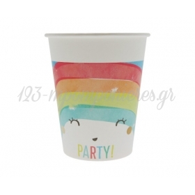 Χάρτινα ποτήρια Rainbow Party 200ml - ΚΩΔ:93562-BB