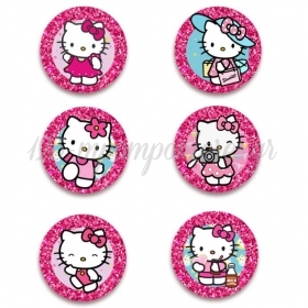 Ξύλινες κονκάρδες Hello Kitty 5cm - ΚΩΔ:P25964-128-BB