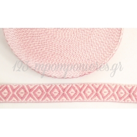 Κορδέλα ροζ υφαντή boho 2.5cmx18.30m - ΚΩΔ:501320