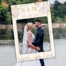 Κάδρο photobooth γάμου ροζ-χρυσό 100X65cm - ΚΩΔ:D16001-191-BB