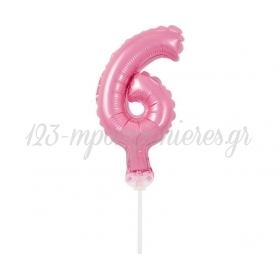 Αριθμός τούρτας 6 ροζ μπαλόνι 13cm - ΚΩΔ:BC-5RO6-BB
