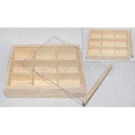 Ξυλινο Κουτι Με Χωρισματα Και Καπακι Plexiglass 17X13X3.5Cm - ΚΩΔ:519422