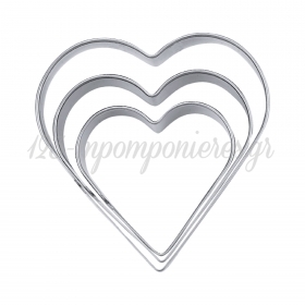 Μεταλλικο Κουπατ Καρδιες Σετ 3 Τμχ. Ανοξειδωτο - ΚΩΔ:Kou0649-Sw