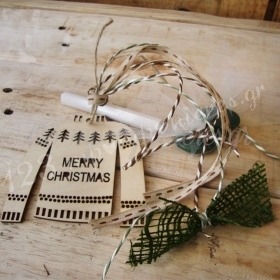 Μπομπονιερα Ξυλινο Πουλοβερ Σε Φυσικο Χρωμα Merry Christmas Και Προσκληση Μαζι - ΚΩΔ:Mpo-6308