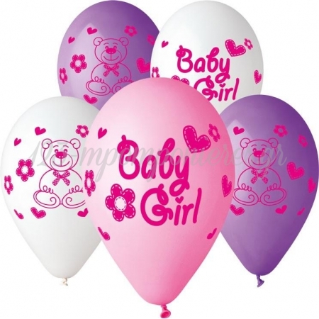 Μπαλονια «Baby Girl» Με Αρκουδακια Σε 3 Χρωματα 13'' (33Cm) - Baby Shower - ΚΩΔ.:13613208-Bb