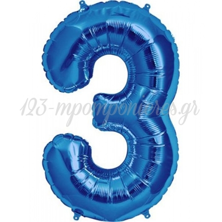Μπαλονι Foil Μπλε 100Cm Αριθμος Τρια – ΚΩΔ.:526B403-Bb
