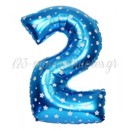 Μπαλονι Foil Μπλε Με Αστερακια 40Cm Αριθμος Δυο – ΚΩΔ.:526N92-Bb