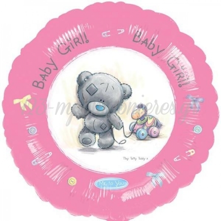 Μπαλονι Foil 45Cm Για Γεννηση «Baby Girl» Με Ροζ Αρκουδακι – ΚΩΔ.:520534-Bb