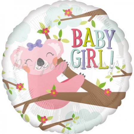 Μπαλονι Foil 45Cm Για Γεννηση «Baby Girl» Κοαλα – ΚΩΔ.:535601-Bb