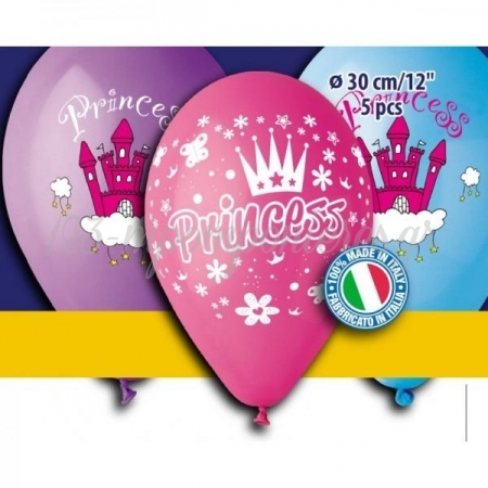 Τυπωμενα Μπαλονια Latex Princess Μωβ Φουξια Γαλαζια 12" (30Cm) – ΚΩΔ.:S307320-Bb
