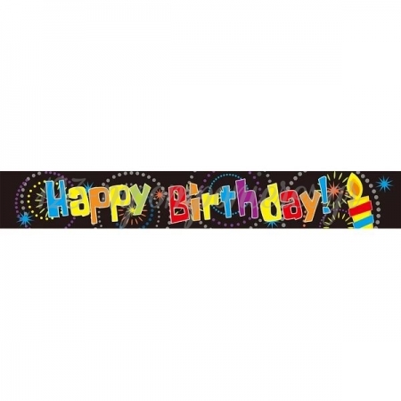 Banner Foil Happy Birthday Μαυρο - ΚΩΔ:206414-Bb
