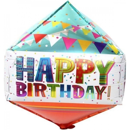 Μπαλονι Foil 15"(38Cm) Happy Birthday Cubez - ΚΩΔ:206375-Bb