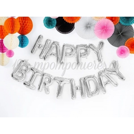 Μπαλονια Foil 14''(35Cm)  Ασημι Happy Birthday - ΚΩΔ:206360-5-Bb