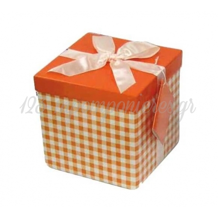 Πορτοκαλι Κουτι Δωρου Καρο 15Cm - ΚΩΔ:Yk803G1-Bb