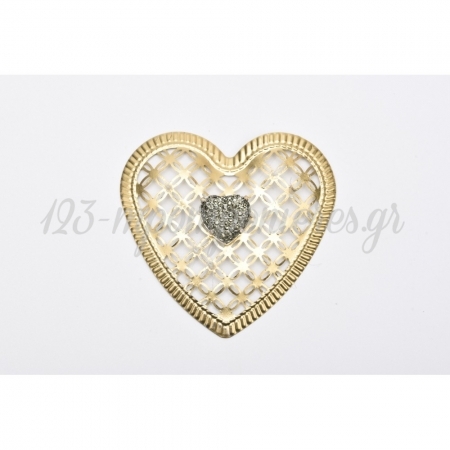 Μεταλλικη Χρυση Καρδια Με Λαδι Στρας Καρδια 8X8Cm - ΚΩΔ:1510961-1301-Rd