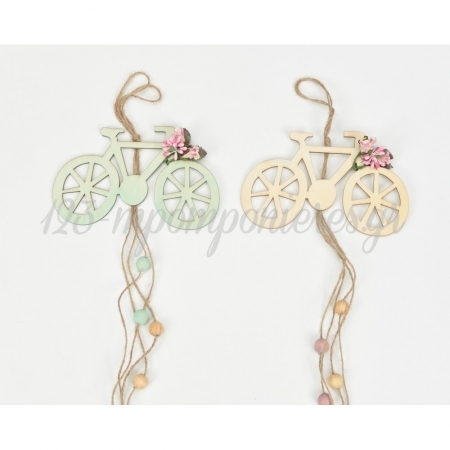 Διακοσμητικο Ξυλνο Ποδηλατο Με Υφασματινο Λουλουδι 15X40Cm - ΚΩΔ:5003138-Rd