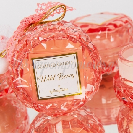 Αρωματικο Κερι Σε Ροζ Βαζακι Γυαλινο Σκαλιστο - ΚΩΔ:St00628-Sop