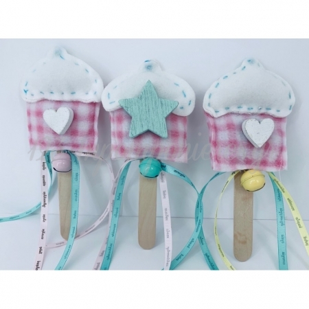 Πανινα Cupcakes Με Καρδια Και Κουδουνιστρα Σε Ροζ Αποχρωση 9.5X8.5Cm - ΚΩΔ:Y55K2-Rn