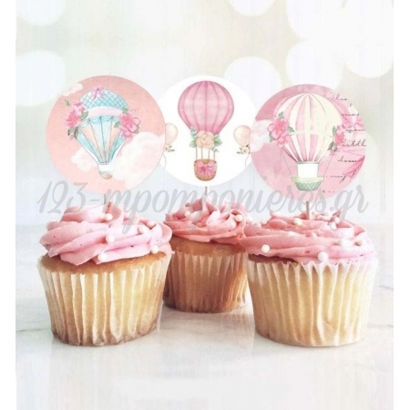 Στικακι Cupcake Ροζ Αεροστατο 13cm - ΚΩΔ:P25917-14-Bb