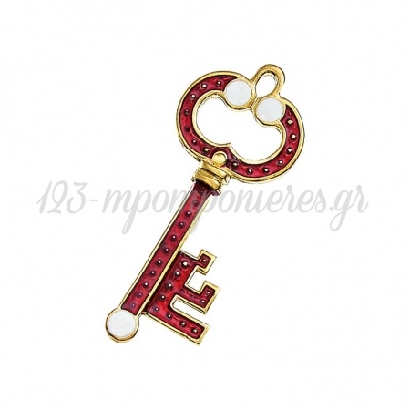 Μεταλλικό Κρεμαστό Γούρι Κλειδί με Σμάλτο 2.5X6cm - ΚΩΔ:M10560-AD