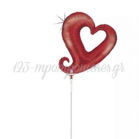 Μπαλόνι Foil 14″(36cm) Mini Shape Κόκκινη Καρδιά Με Ουρίτσα - ΚΩΔ:19125H-BB
