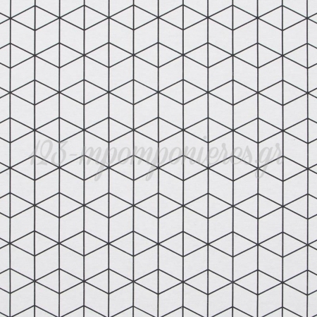 Ύφασμα λευκό-μαύρο με το μέτρο με γεωμετρικούς ρόμβους, φάρδος 140cm - ΚΩΔ:308614-NT