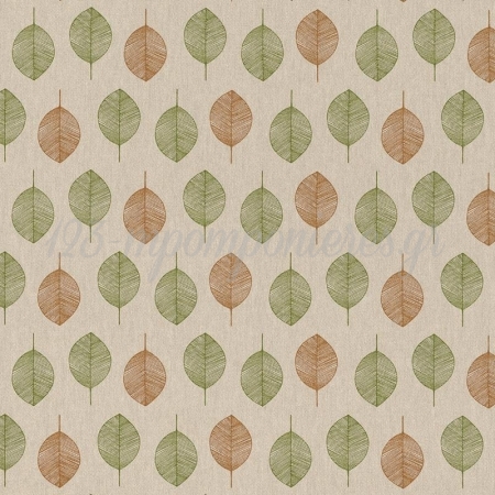 Ύφασμα με το μέτρο με πράσινα-καφέ φύλλα, φάρδος 140cm - ΚΩΔ:308804-NT